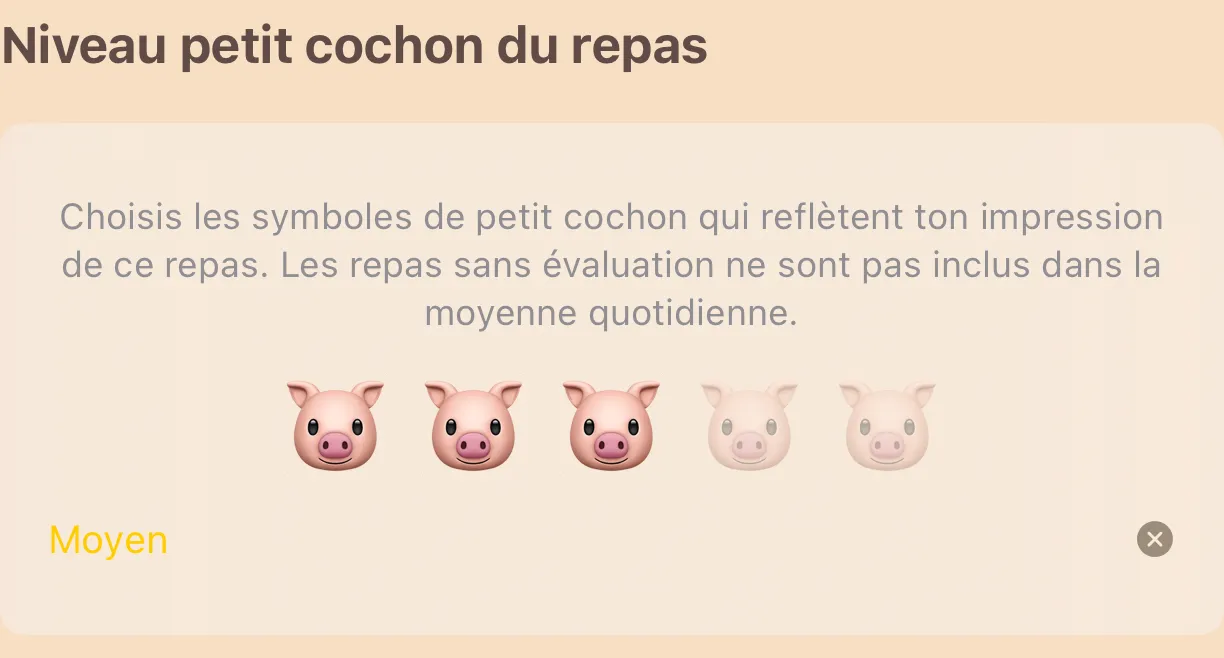 La carte de niveau petit cochon avec cinq symboles cochon et le niveau sélectionné